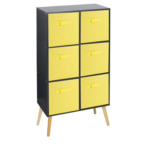 6 Cube Wooden Bookcase Scandinavian Style Legs Living Room Shelf Storage Drawers - Picture 4 of 28