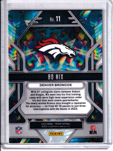 Bo Nix 2024 Panini Prizm #11 Prizmatic Insert Denver Broncos Rookie RC - Picture 2 of 2