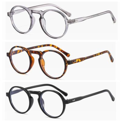 Bifocal Men Women's Retro Round Rivet Bifocal Reading Glass +1.0~+3.0 Custoimze