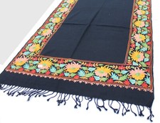 Kashmir Embroidered,100%Pure Wool 28"X80" Traditional Ari Embroidery