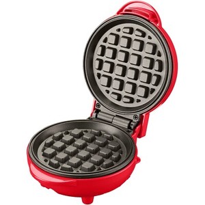 Ovente Electric Mini Waffle Maker Round Waffles Non-Stick Plates Red WM215R