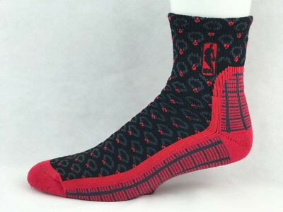 NBA Logoman Men's Quarter Socks Black with Red Large