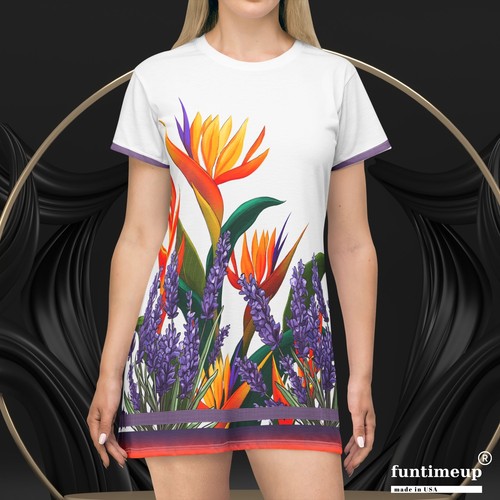 Floral T-Shirt Dress for Women, Casual Boho Dress, Beach Outfit, Garden Dress