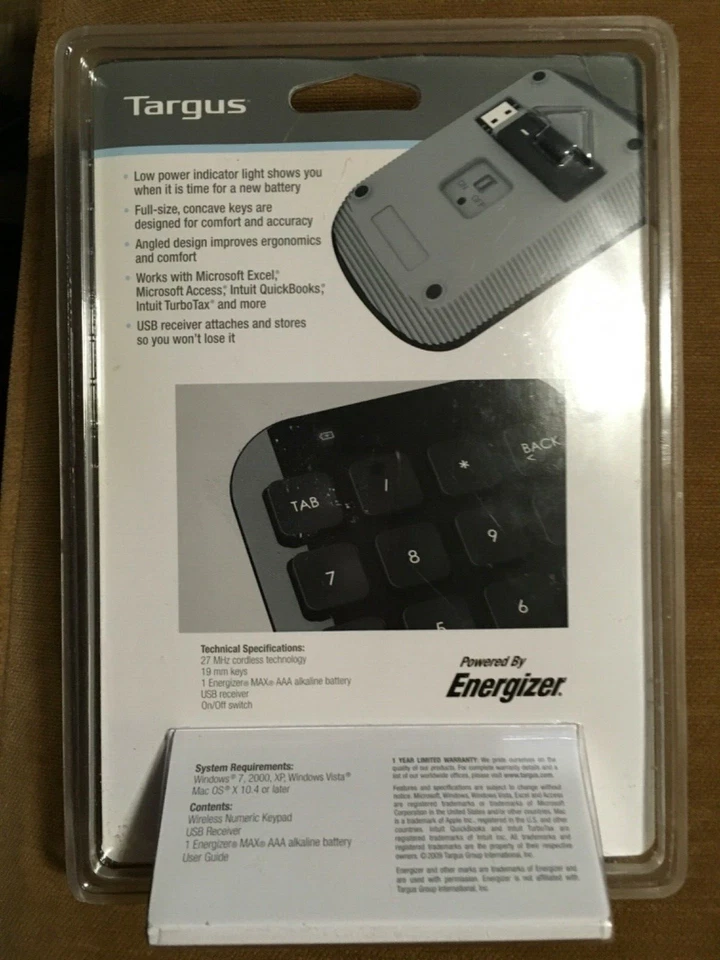 NEW Targus Wireless Numeric Keypad - AKP11US gray & black sealed in box - Image 3 of 4
