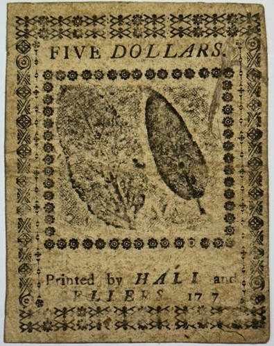 #CC-58 Baltimore Issue 1777 Continental Currency $5 Daniel Carroll, Constitution - Picture 3 of 3