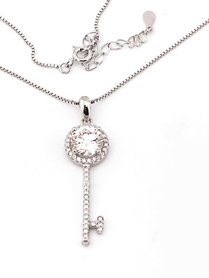 2 ct Solitaire Diamond Key Pendant Solitaire Diamond Key Necklace 21 year old