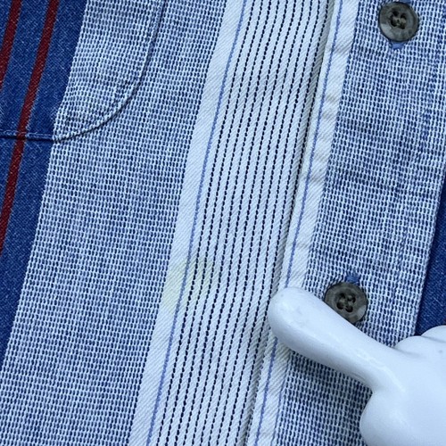 VTG Wrangler Shirt 17.5-33 Button Up Striped Denim Western Cowboy X-Long Tails - Picture 3 of 13