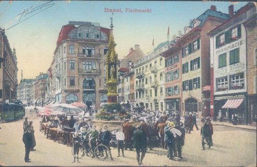 SWITZERLAND BALE Basel fishmarket 1910s PC