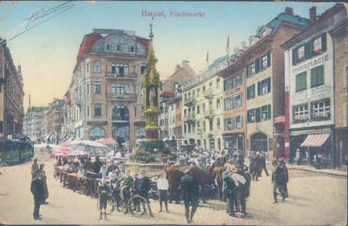 SWITZERLAND BALE Basel fishmarket 1910s PC - Picture 1 of 2