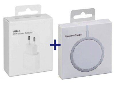 20W USB-C Power Adapter Schnellladegerät + 15W Magsafe Charger für iPhone 12 13