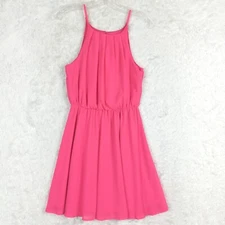 Francesca's Blue Rain Womens Dress Mini Sleeveless Pleated Pink Babydoll S New