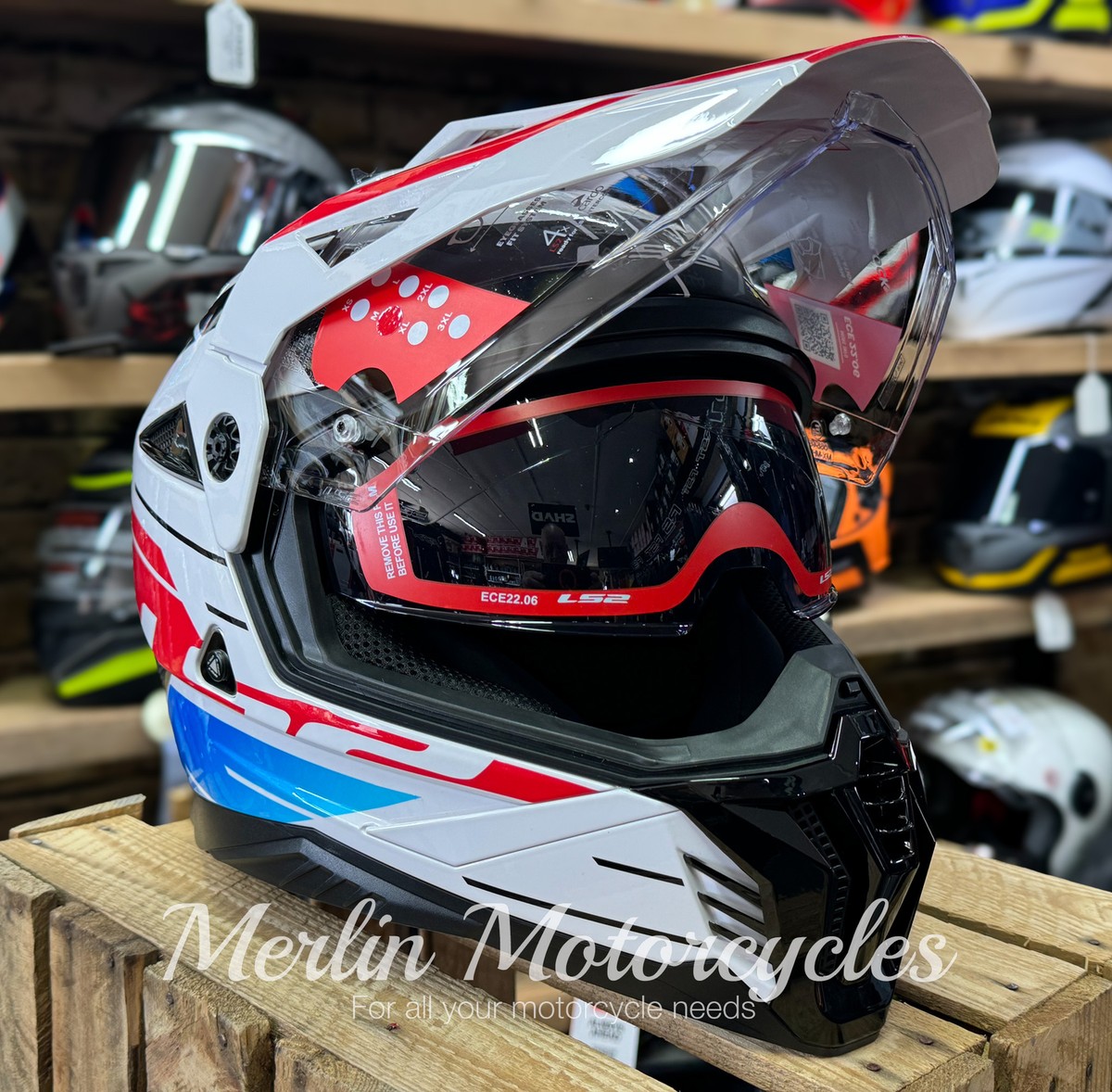 LS2 MX702 Pioneer II Namib Adventure Motorcycle Helmet White/Red