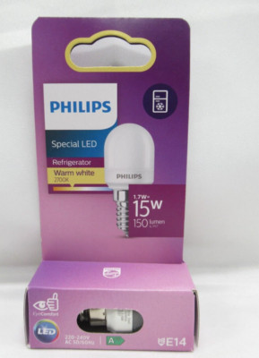 Philips LED Kühlschranklampe T25 Röhre 1,7W=15W E14 150lm warmweiß 2700K 771935