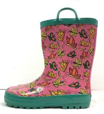 Norty Butterfly Toddlers Big Kids Boys Girls Waterproof Rain Boots Size 3y