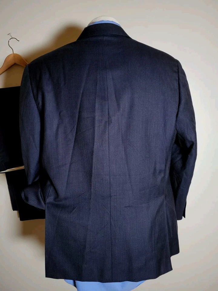 Exclusivo Traje Chaqueta TRAVELER 1934 Azul Negro Rayas 2 Piezas 46S 56 Pantalón Foto 4 de 4