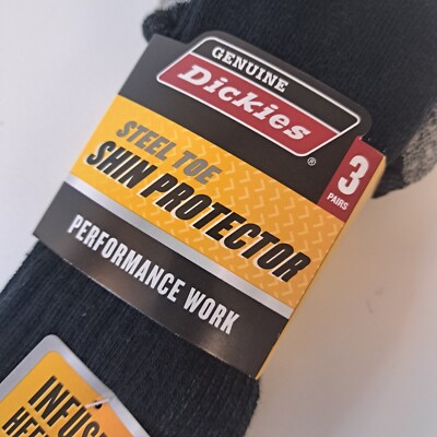 3 Pair Dickies Steel Toe Shin Protector Boot Length Work Sock