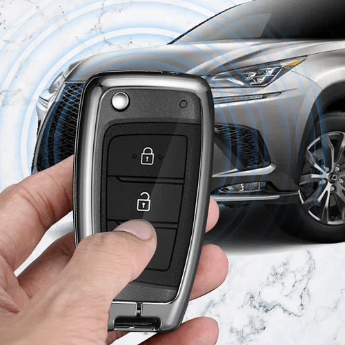 For Hyundai Accent Kona Sonata i30 Zinc Alloy Leather Remote Key Fob Case Cover - Foto 5 di 20