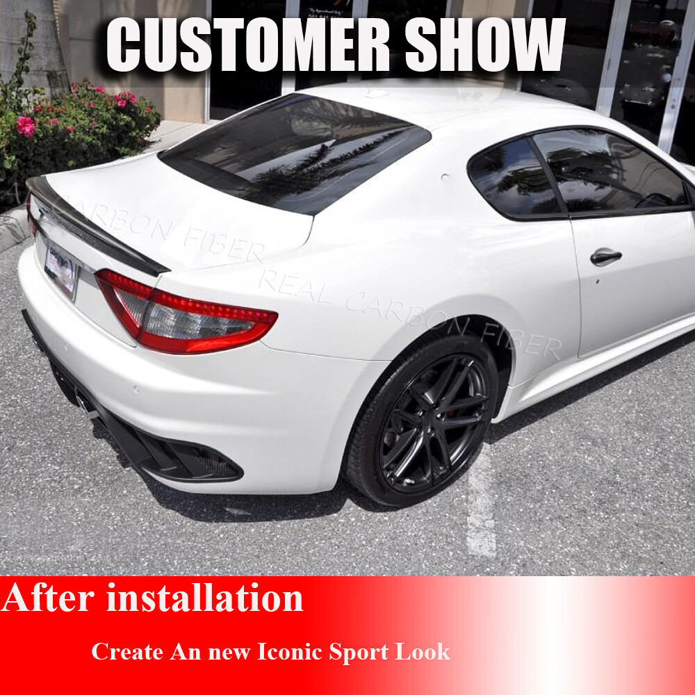 For Maserati GranTurismo Coupe 2012-14 REAL CARBON Rear Trunk Spoiler Tail Wing