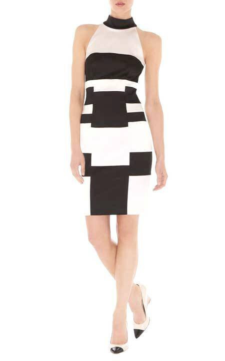 KAREN MILLEN DQ127 Satin Stretch Pencil Dress Halter