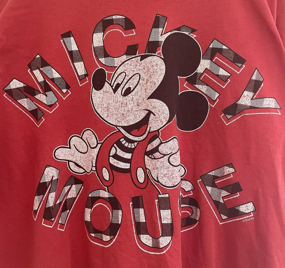 Disney Womens Mickey Mouse Graphic Cotton Blend Crew Neck Short Sleeve Shirt Red - Image 2 of 3