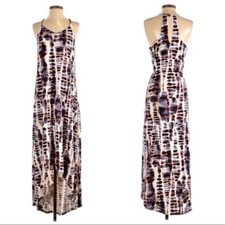 Nicole Miller boho Maxi Dress Racerback High Low Tie Dye Size S