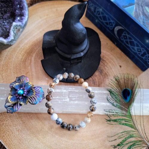 merlinite Bracelet Crystal Healing Dendritic Agate Gift For Him Or Her - Picture 14 of 19