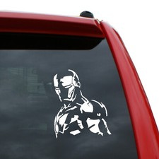 Iron Man Bust - Vinyl Decal Color White 5 Tall