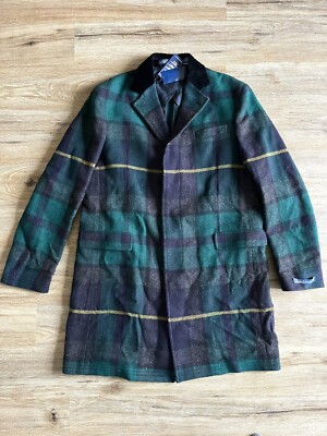 $2398 Polo Ralph Lauren 44R Green Tartan Topcoat Jacket RRL