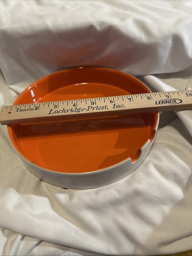 Mancer Made In Italy Raymore 2154/C Ceramic Ashtray MCM Retro Orange White - Picture 5 of 9