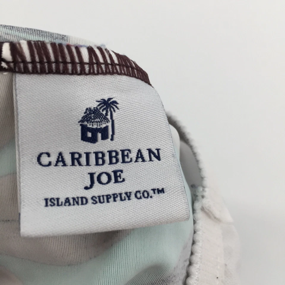 Caribbean Joe Tankini Traje de Baño Bikini Camiseta sin Mangas Grande Azul Teal Marrón Floral Natación Foto 3 de 4