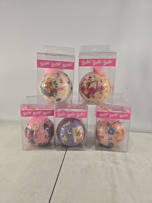 VINTAGE 1995  MATTEL BARBIE HOLIDAY CHRISTMAS ORNAMENTS LOT OF 5