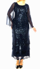 New Midnight Velvet Navy Blue Formal Wedding Tiered Lace Gown Dress MOB Size 18W