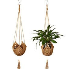 2 Packs Jute Crochet Long Plant Hanger for 3 Inch to 12 Inch Pots, Macrame
