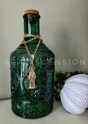 La Santa Muerte Grim Reaper 18k Gold Filled 22'' Chain Necklace 