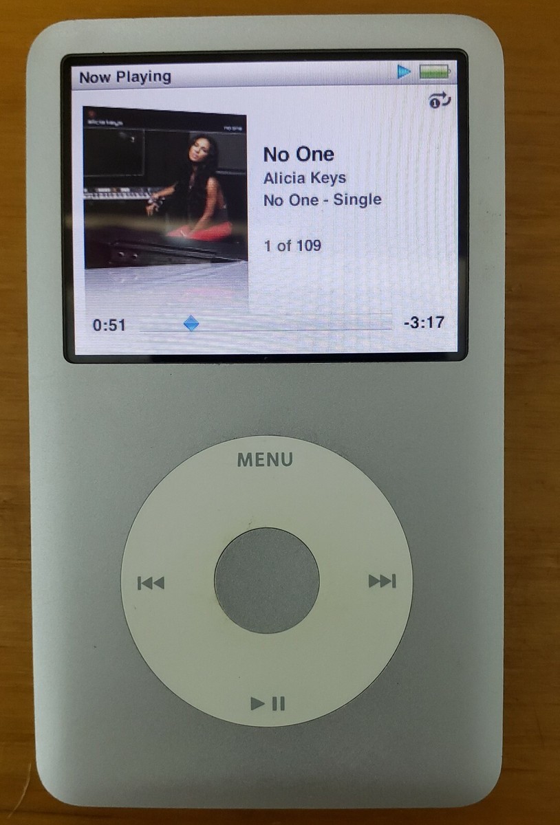 APPLE iPOD CLASSIC SILVER 80GB 6TH GENERATION MB029LL/A 2007 ALL