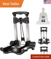 Luxurious Black Folding Luggage Cart with Oversized Wheels - 70 lb Capacity