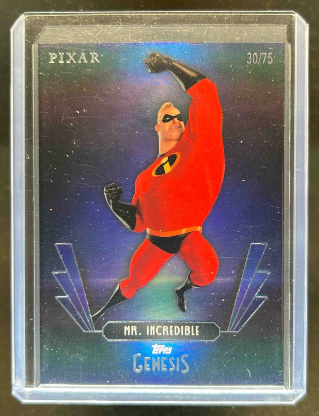 2025 Topps Disney Genesis Mr. Incredible Blue Foil #/75