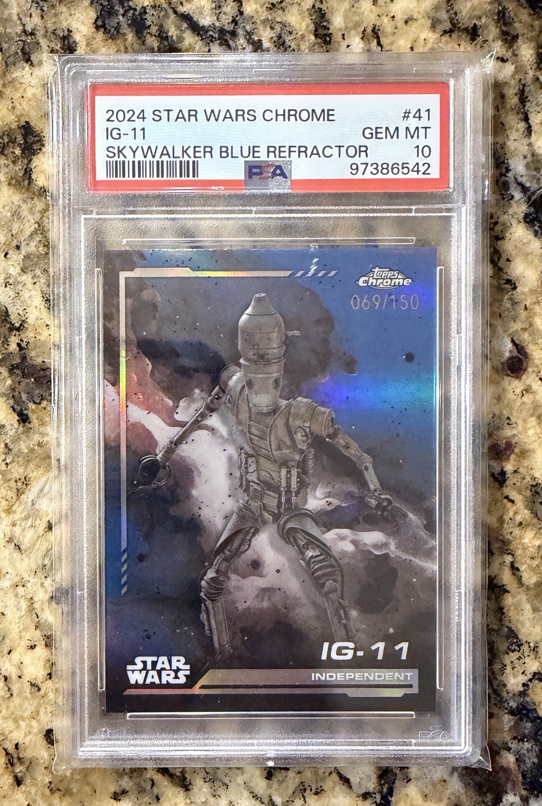 2024 Star Wars Chrome IG-11 69/150 Skywalker Blue Refractor #41 PSA 10 Card