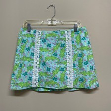 Lilly Pulitzer Chomp / Alberta Gator Print Skort with Lace Women’s US 6 Blue