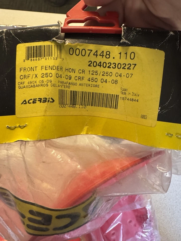 Kit de guardabarros/cubiertas de radiador Acerbis de plástico rojo Honda CRF250R CRF250X 2004-2009 Foto 2 de 4