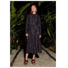FARM RIO Stripe Long Sleeve Midi Dress Size XS