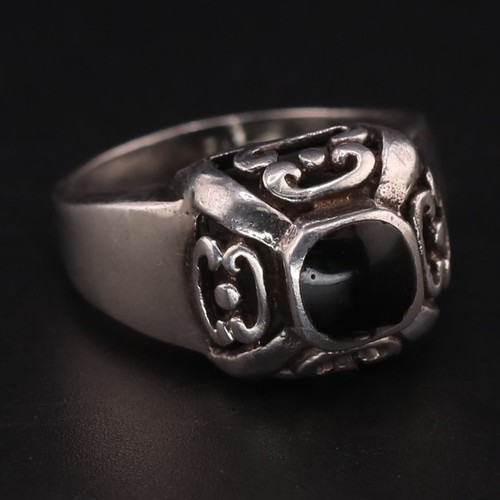 VTG Sterling Silver - Onyx Inlay Scroll Filigree Ring Size 7 - 5.5g | eBay