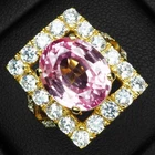 24K Gold 925 Sterling Silver Halo Rings Pristine Rose Pink Sapphire Oval 7.12Ct