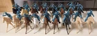 54mm Marx Original Mounted Cavalry Figures 1960s Turquoise Blue.  See Descrip!