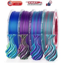 Silk PLA 3D Printer Filament Bundle, Dual Color, PLA 1.75mm, 200gx4
