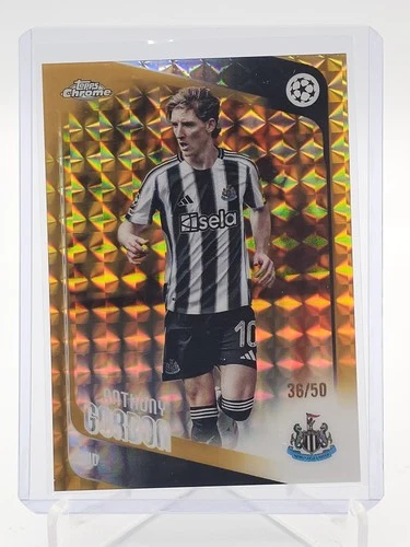 ANTHONY GORDON 2025-26 TOPPS CHROME UEFA GOLD GEOMETRIC REFRACTOR /50 #159 Q2615
