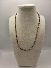 Turmalin & Rubin Schmuck – Edelstein Kette 45 cm – Hämatit versilbert