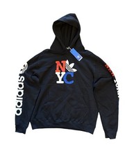 MEN'S ADIDAS ORIGINALS NYC NEW YORK CITY TREFOIL BLACK HOODIE Size Large GQ1404