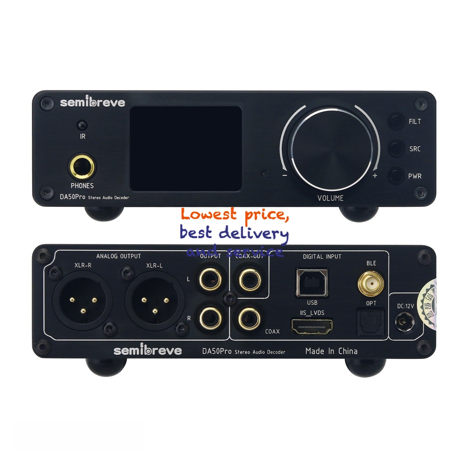 1PC Semibreve DA50Pro BT5.4 Stereo Audio Decoder Headphone Amp  for XMOS