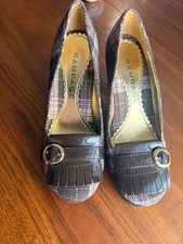 RAMPAGE Jazper Women's Pumps Size 6.5M Plaid Brown Fabric Y2K 90s
